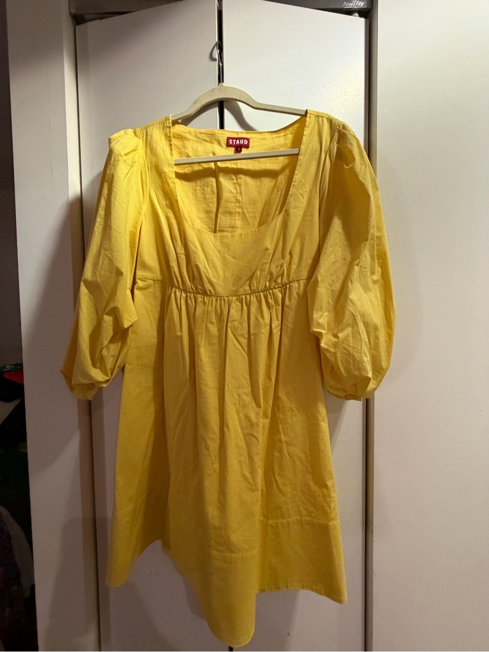 STAUD Yellow Puff-Sleeve Mini Dress - Picture 3 of 4